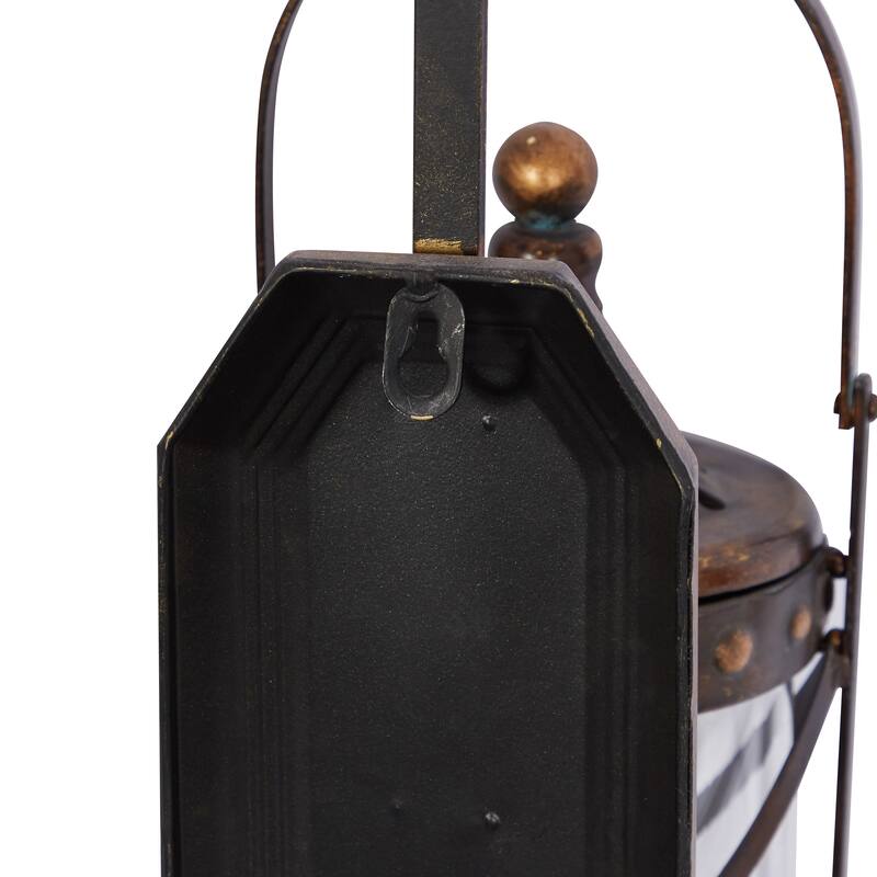 Bronze Metal Suspended Studded Fleur De Lis Wall Sconce with Scroll Details - 7 x 6 x 20