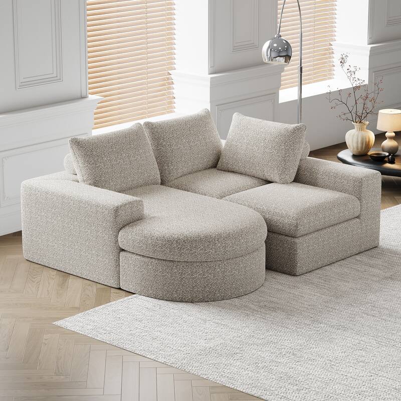 99-Inch Chenille Cloud Curved Sectional Sofa with Chaise, L-Shaped Modern Boneless Couch with Deep Seats,Sectional Sofa