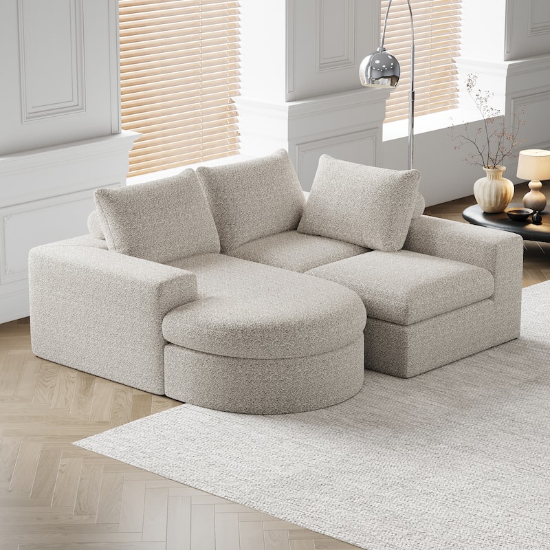 Roomfitters 99" Modern Chenille Cloud Curved Sectional Sofa with Chaise, L-Shaped Couch, for Living Room or Apartment