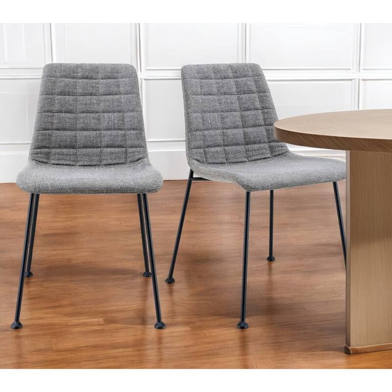 HomeRoots Set of Two Gray And Black Upholstered Fabric Dining Side Chairs - Set of 2 - Light Gray