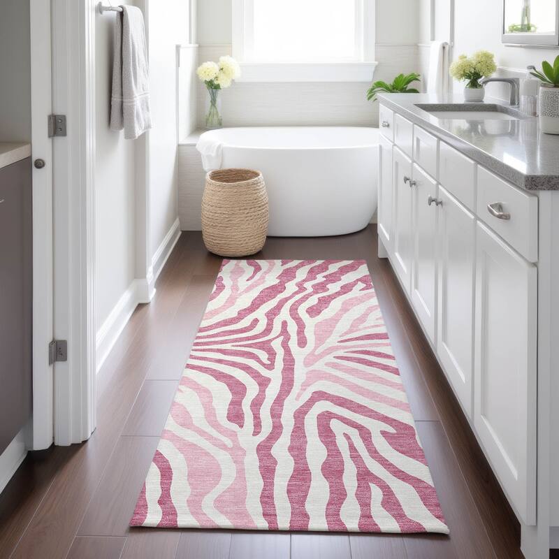 Machine Washable Indoor/ Outdoor Modern Prints Chantille Rug