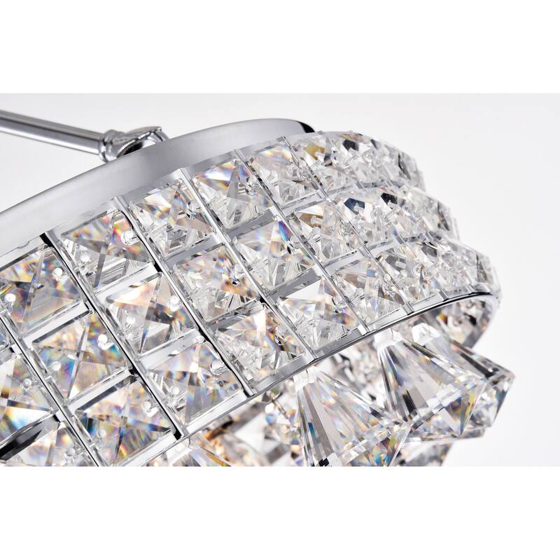 Chrome 4-Light Beaded Drum Crystal Semi Flush Mount