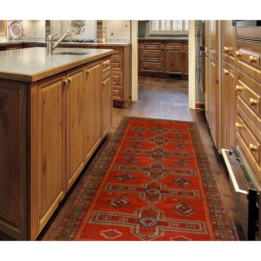 Fine Vintage Distressed Harika Red/Burgundy Runner - 4'6" x 11'3"