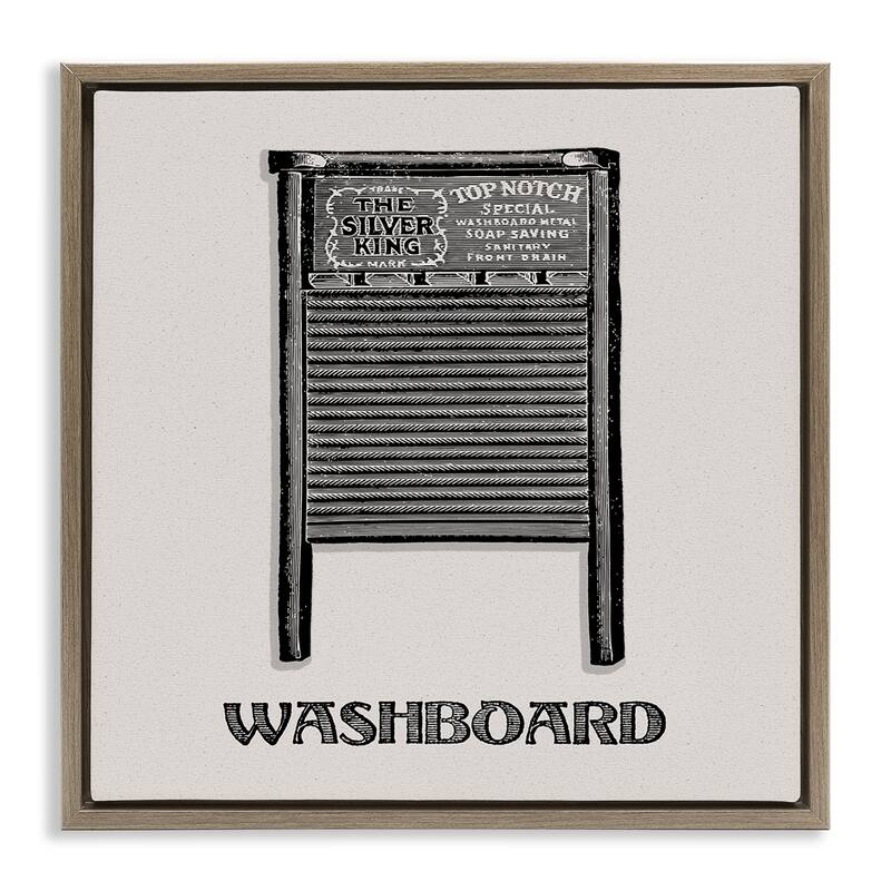 Stupell Timeless Antique Washboard Framed Floater Canvas Wall Art Design By Val Rhodes - 25 x 25 - Brown