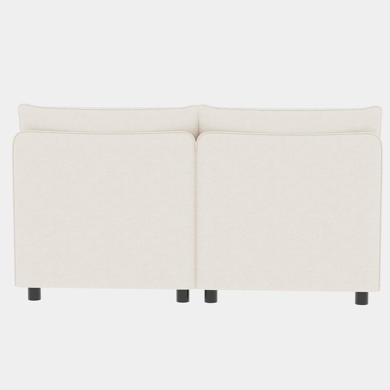 Beige 68'' L-Shaped 6-Seat Modular Sectional Sofa with Storage, Convertible Ottoman, High-Density Foam, and Pocket Springs