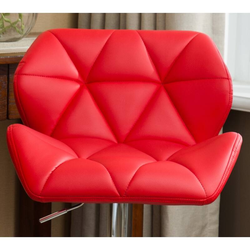 2-Piece Swivel Diamond-Tufted Leather Counter Stools Bar Stools with Adjustable Height & Footrest Dining Stools