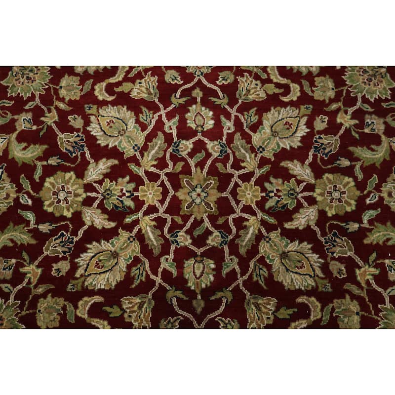 Hand Knotted Oriental 100% Wool Carpet Traditional All-Over Red Agra Area Rug - 12' 0'' X 9' 0''