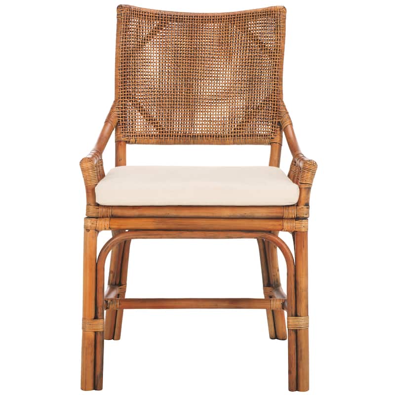 SAFAVIEH Azrielle Coastal Rattan Cushion Chair - 22" W x 24" L x 37" H - 22"W x 24"D x 37"H