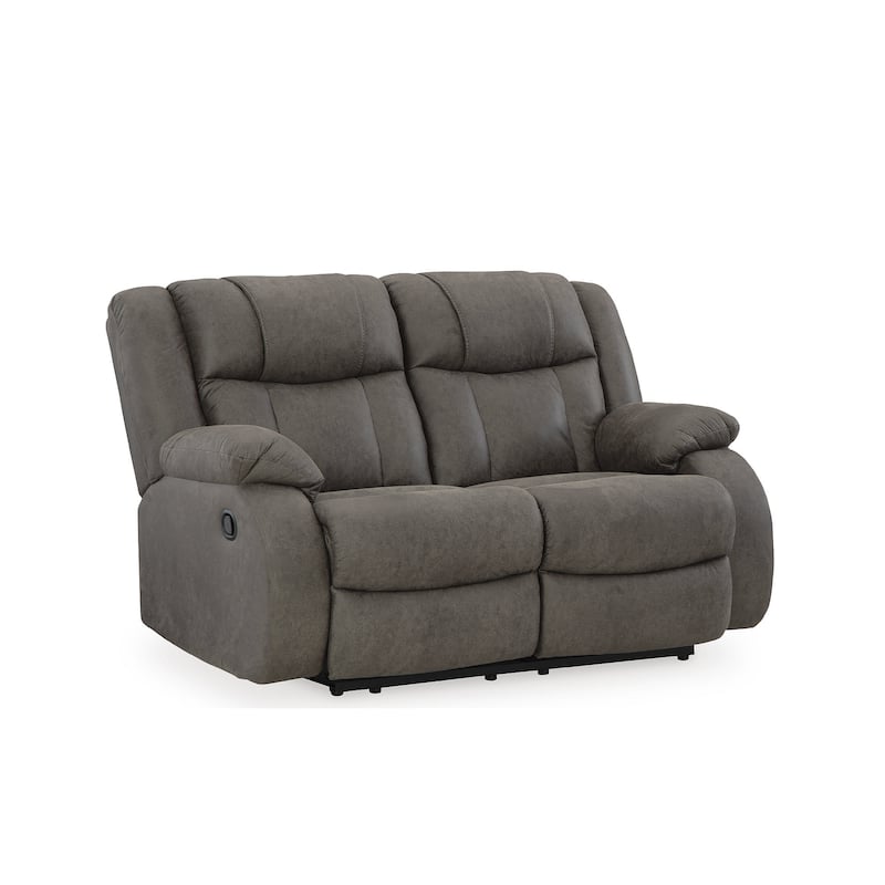 Signature Design by Ashley First Base Gunmetal Reclining Loveseat - 61"W x 40"D x 41"H