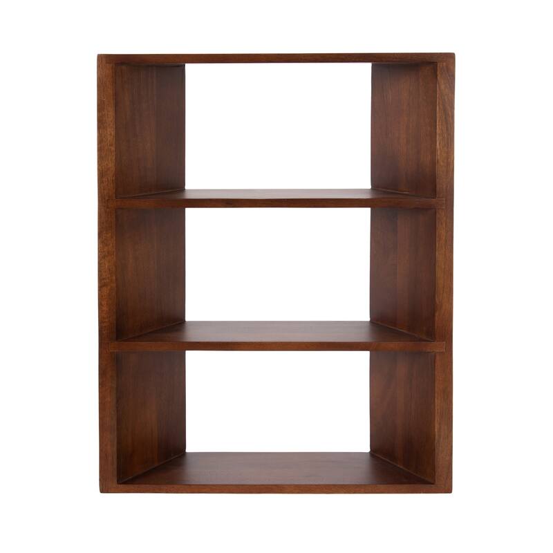 Kate and Laurel Akita Tiered Wall Shelf - 20x6x26 - Walnut Brown