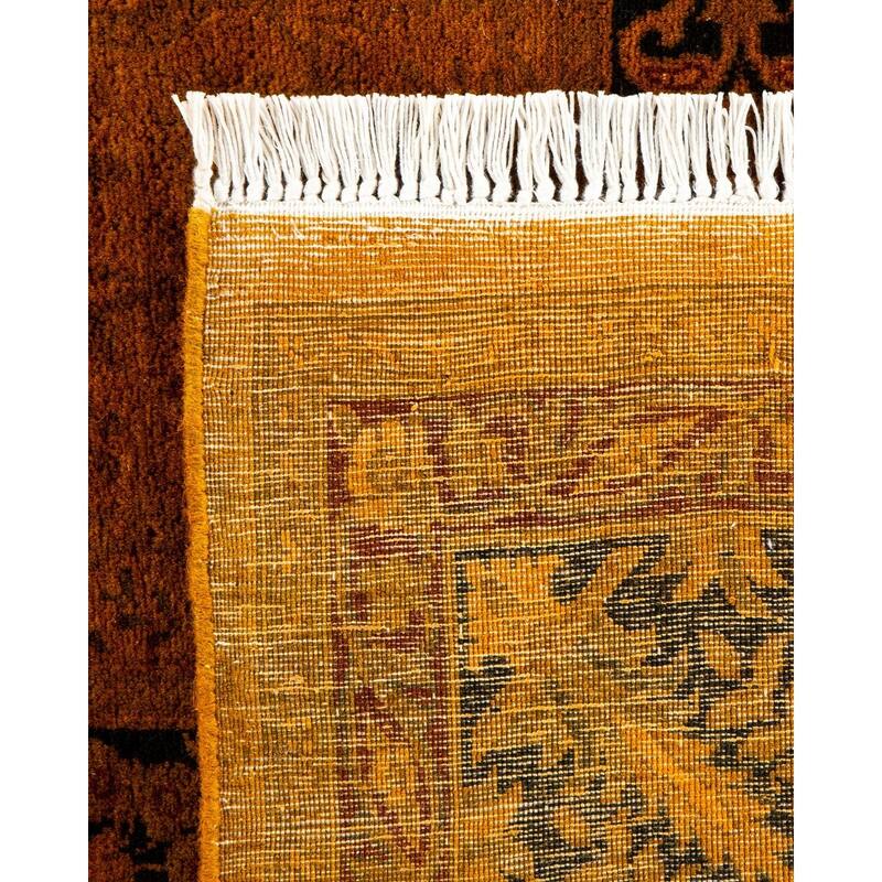 Overton Hand Knotted Wool Vintage Inspired Modern Contemporary Overdyed Gold Area Rug - 6' 1" x 14' 6"