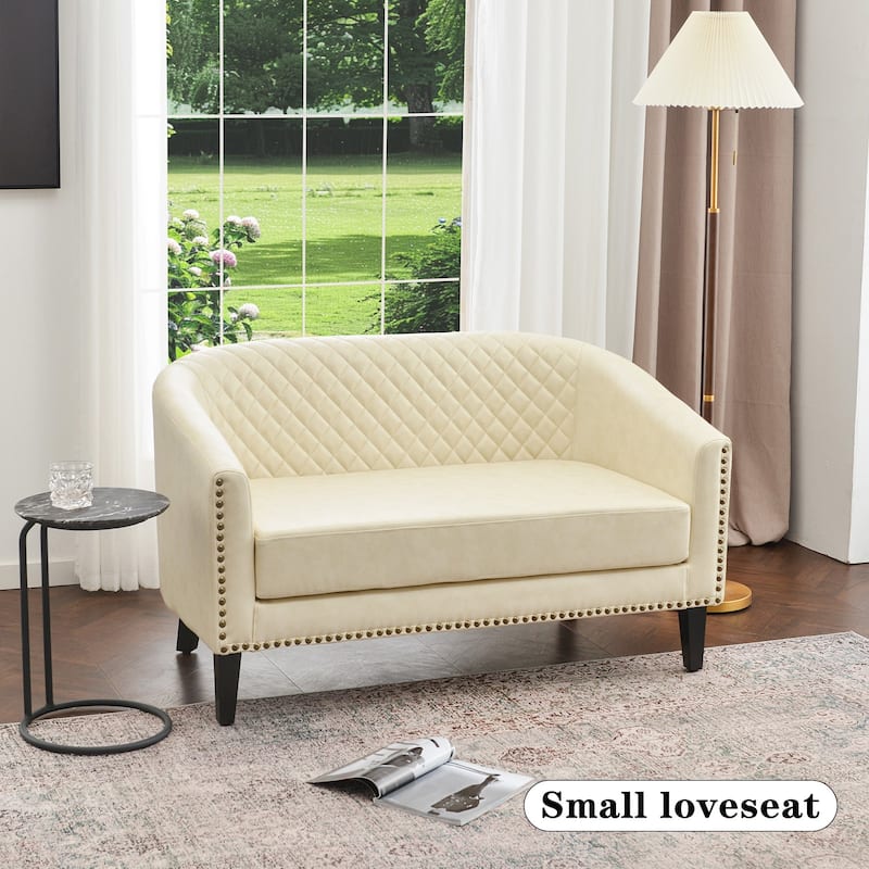 KINWELL 3-Piece PU Living Room Sets 1 Loveseat 2 Swivel Chairs