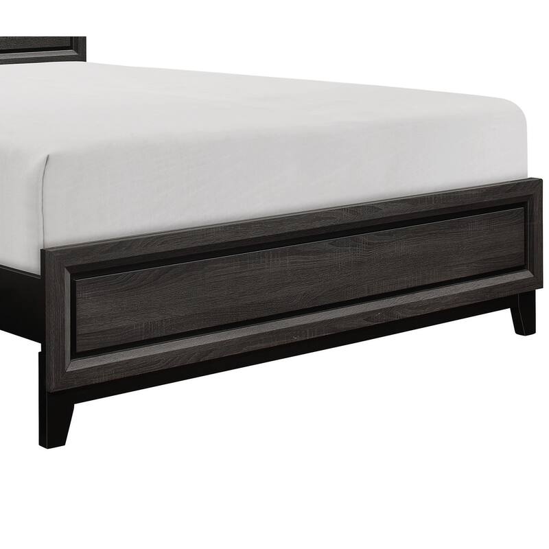 Queen Size Modern Gray Finish Bed with Headboard and Footboard