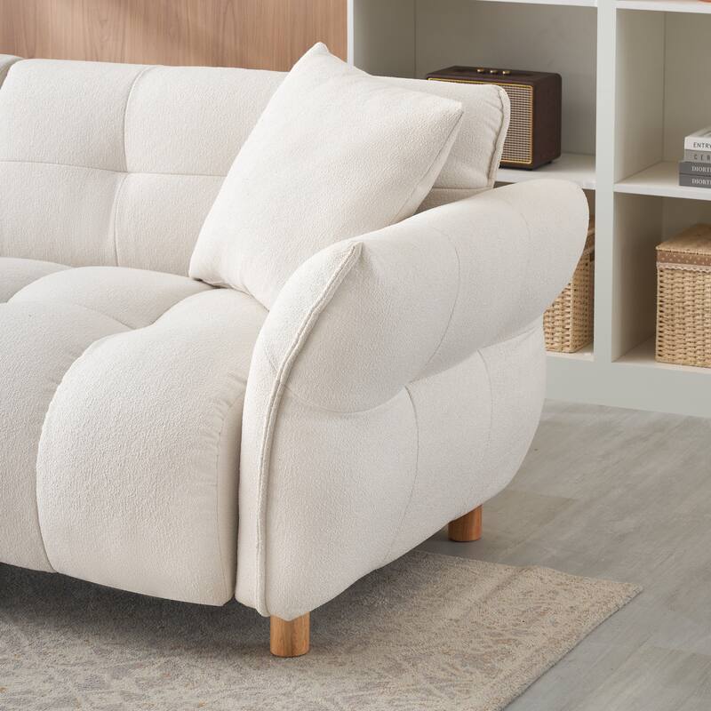 94 inches long, Teddy Sofa with two pillows, three seats, Beige, for Apartment Office Living Room