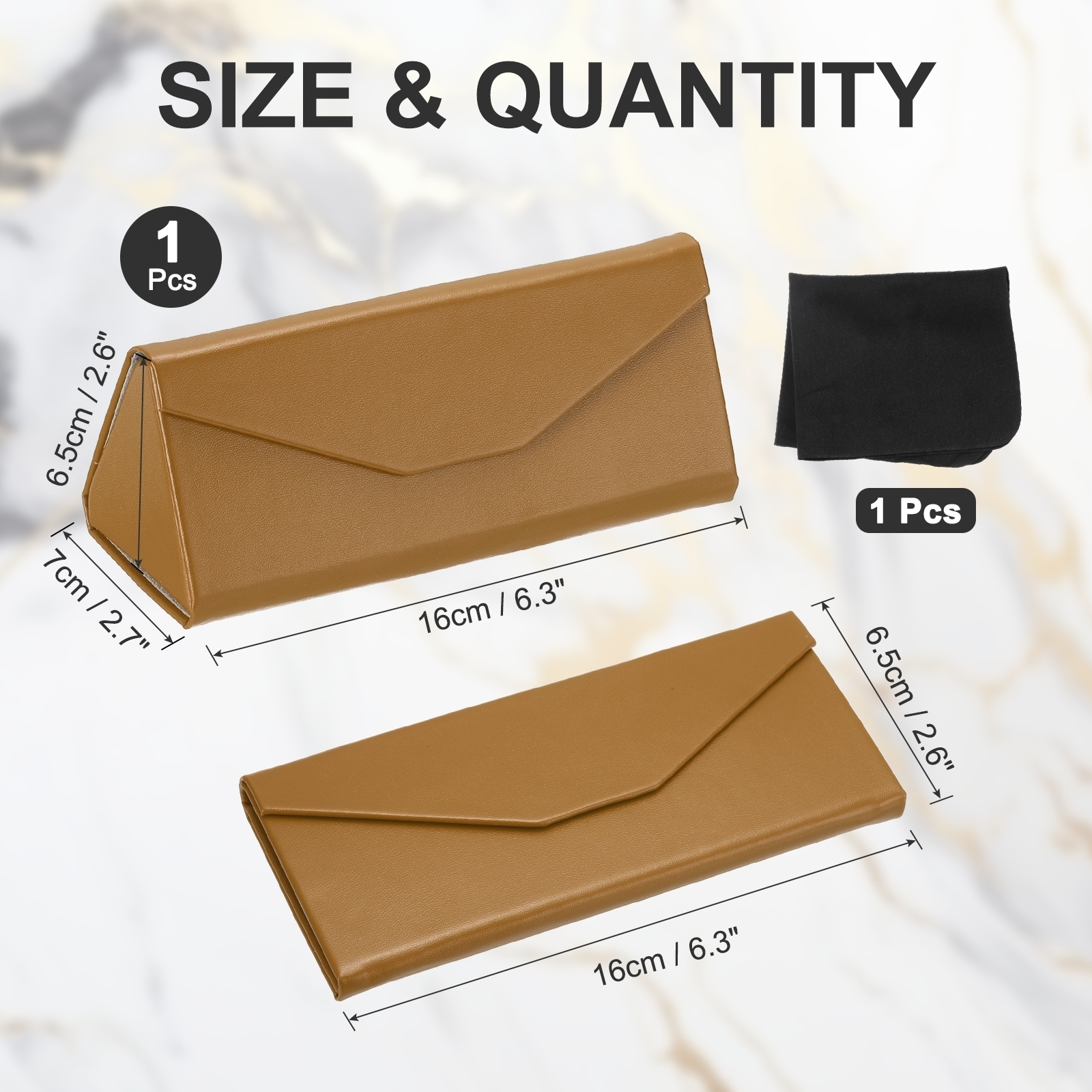 Foldable Glasses Case, PU Leather Hard Eyeglass Case with Soft Cloth for Women Man