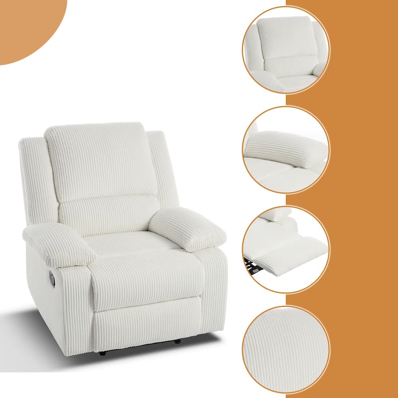 Corduroy Adjustable Recliner Chair Sofa for Living Room