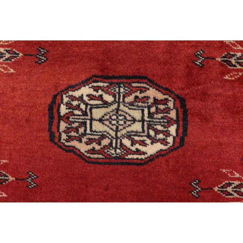 Rustic Bokhara Beckham Red Beige Hand Knotted Rug - 4'0'' x 6'4''