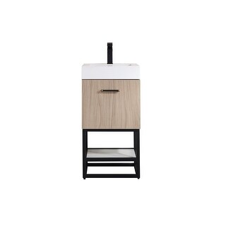 Toledo 18" Single Vanity in Light Walnut with Stone Sink Top