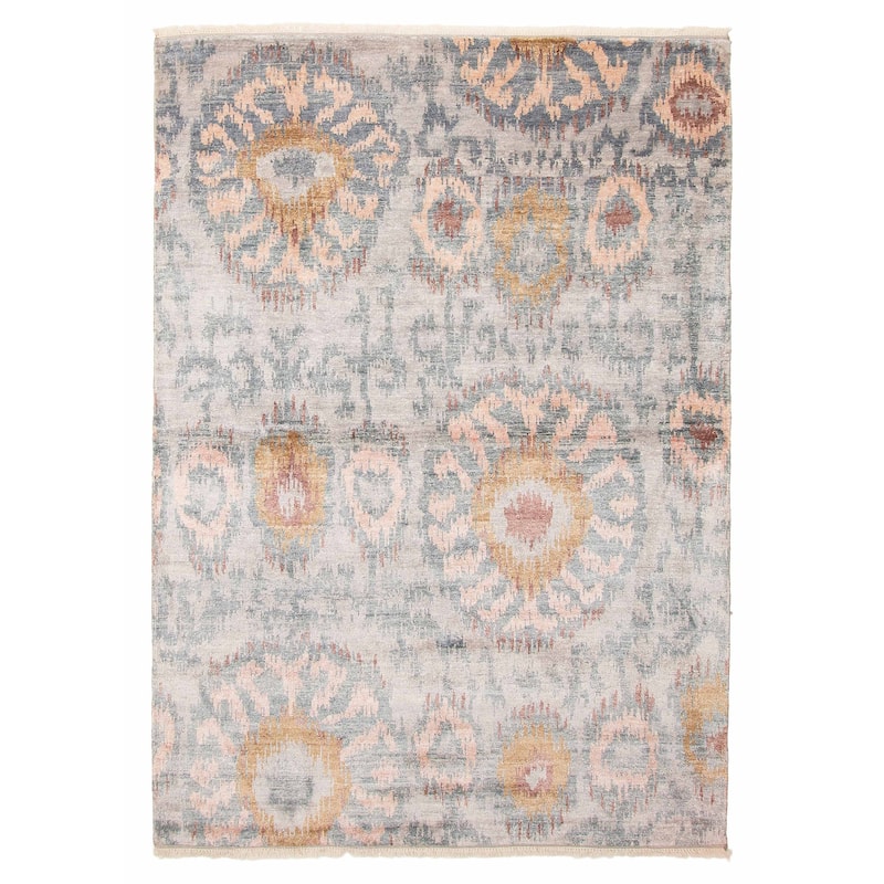 ECARPETGALLERY Hand-knotted Heritage Grey Silk Rug - 5'5 x 7'8 - Grey - 5'5 x 7'8