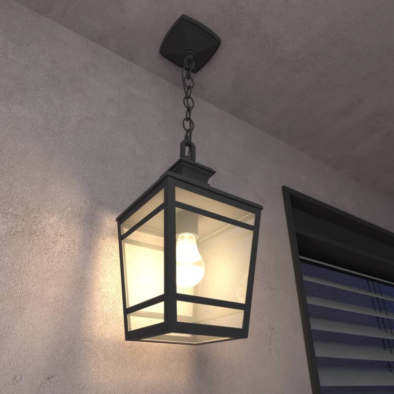 Elegant 16.5-Inch Black Outdoor Wall Sconce with Clear Glass - Large Waterproof Lighting Fixture for Porch, Patio, and Garage - 1 Pack - Pendant