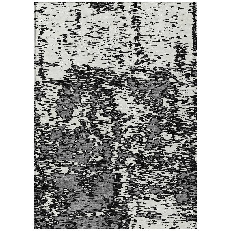 Machine Washable Indoor/ Outdoor Abstract Pixels Chantille Rug