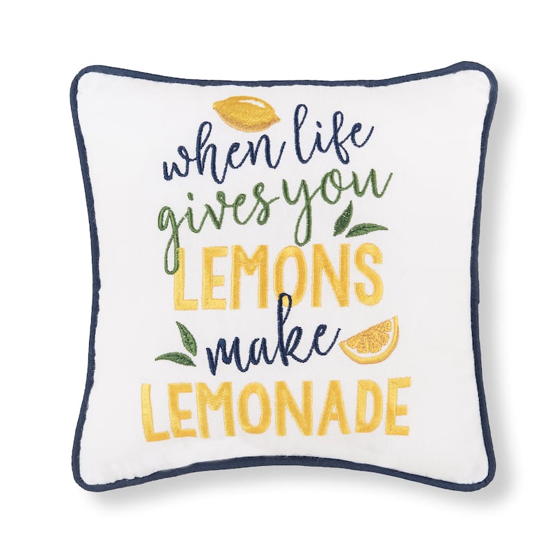 10" x 10" Make Lemonade Embroidered Small Petite Throw Pillow