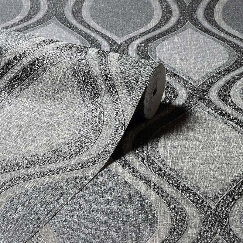 Arthouse Ignatius Charcoal Ogee Wallpaper