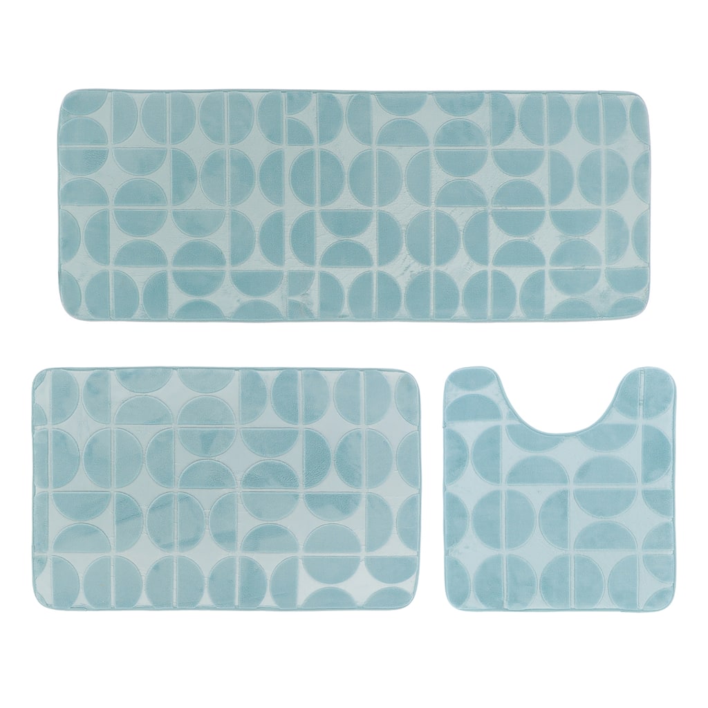 Demi-Lune Memory Foam 3-Piece Bathroom Rug Set, Toilet Mat Bath Mat Runner