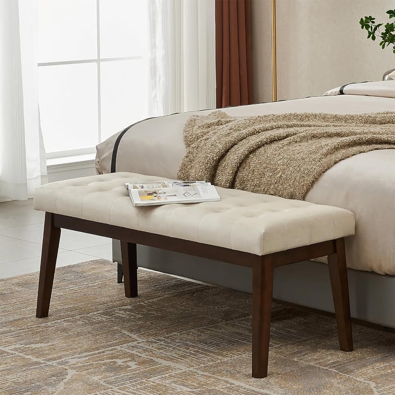 Upholstered Entryway Bench - Grey