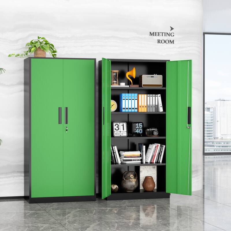 71'' H x 32'' W Metal Garage Storage Cabinet with Locking Doors and Adjustable Shelves
