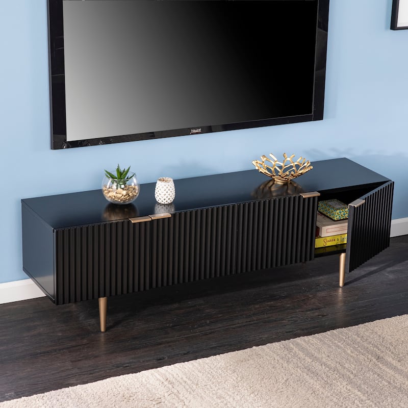 SEI Furniture Parkglen Contemporary Ribbed Wood Media TV Stand for TV's up to 58"