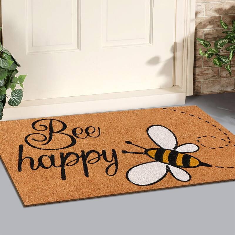 A1HC Natural Coco Coir Door Mat with Heavy Duty Non-Slip PVC Backing - 18" x 30" - Easy to Clean