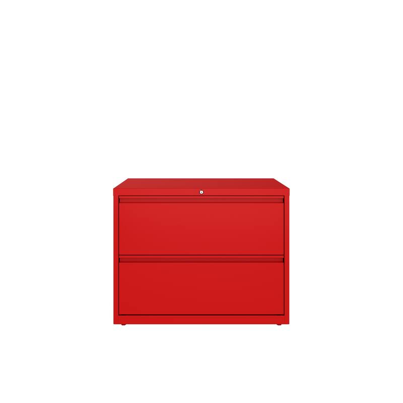 8000 Series 36" Wide 2-Drawer Lateral File Cabinet, Charcoal - Red