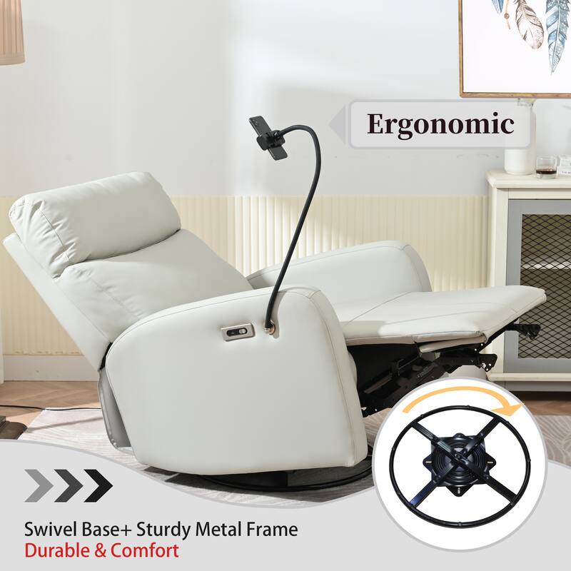 270°Power Swivel Rocker Recliner Chair, Electric Glider Reclining Sofa with USB Ports,Power Swivel Glider