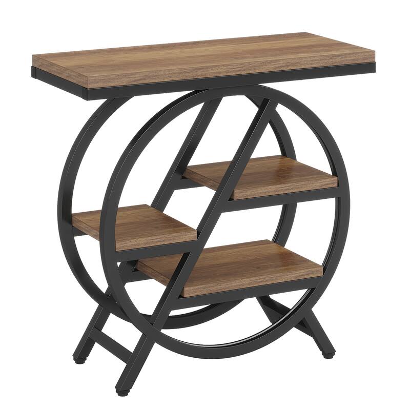 End Table Set of 2, 3-tier Narrow Side Table with Storage for Living Room - 11.8" D x 25.59" W x 26.18" H