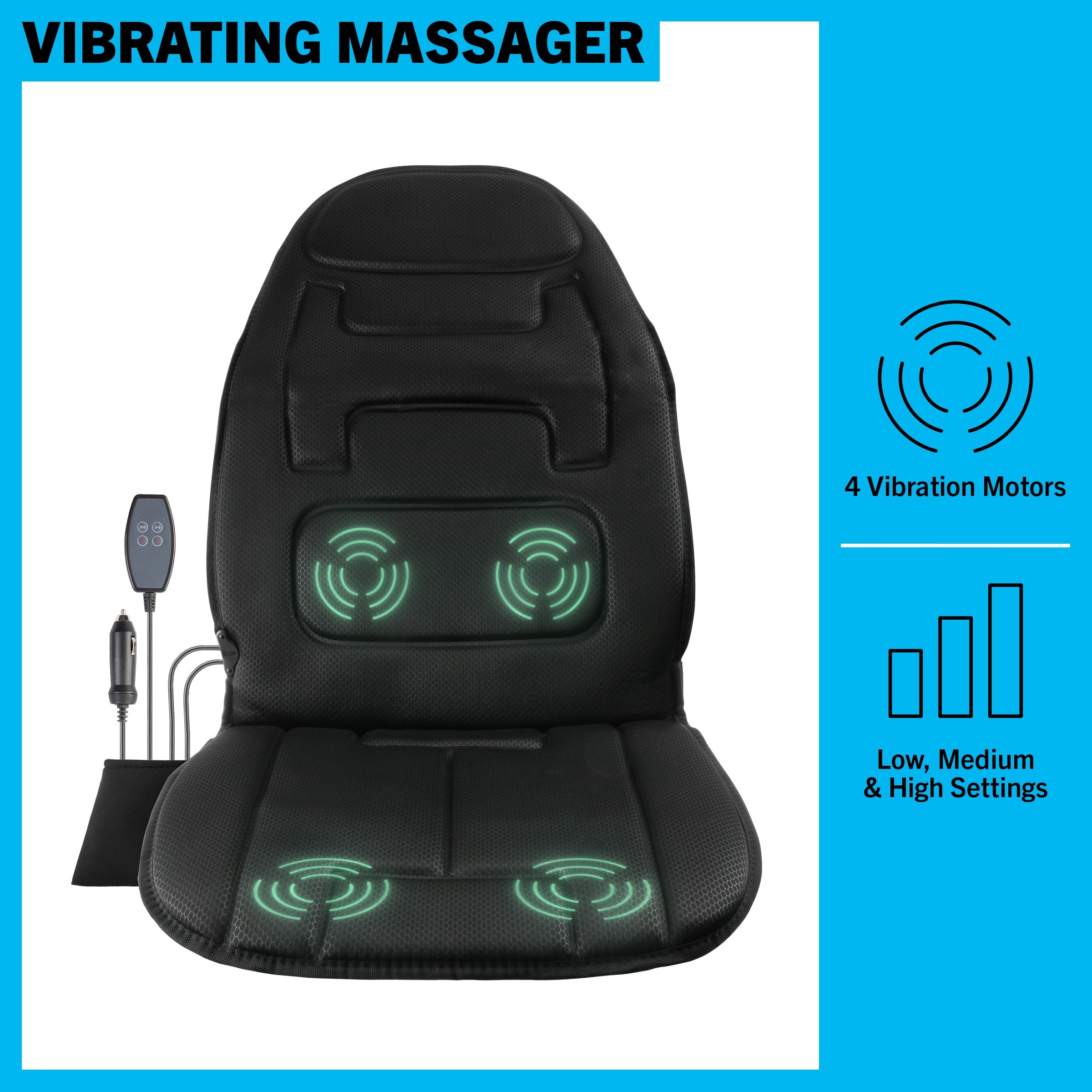 Massage Chair Pad for Car Seat 12V Vibrating Heating Pad with 3 Massage Levels Back Massager with Heat by Stalwart On Sale Bed Bath Beyond 40234657
