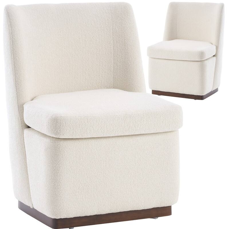 Modern Accent Chair Set of 2, Armless Chairs for Dining Room, Living Room, Bedroom - White