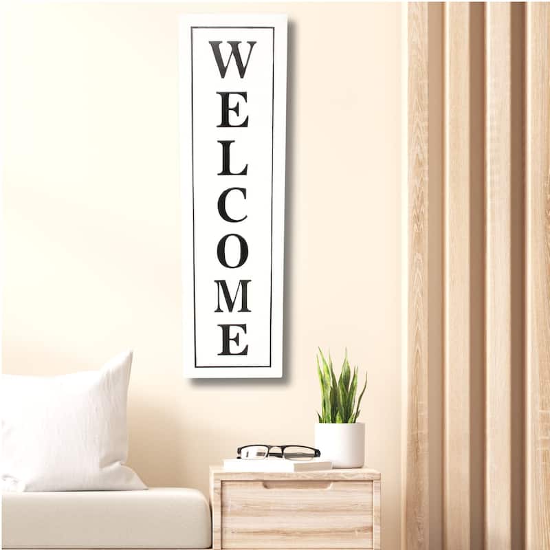 Callo White Metal Welcome Vertical Wall Sign - White
