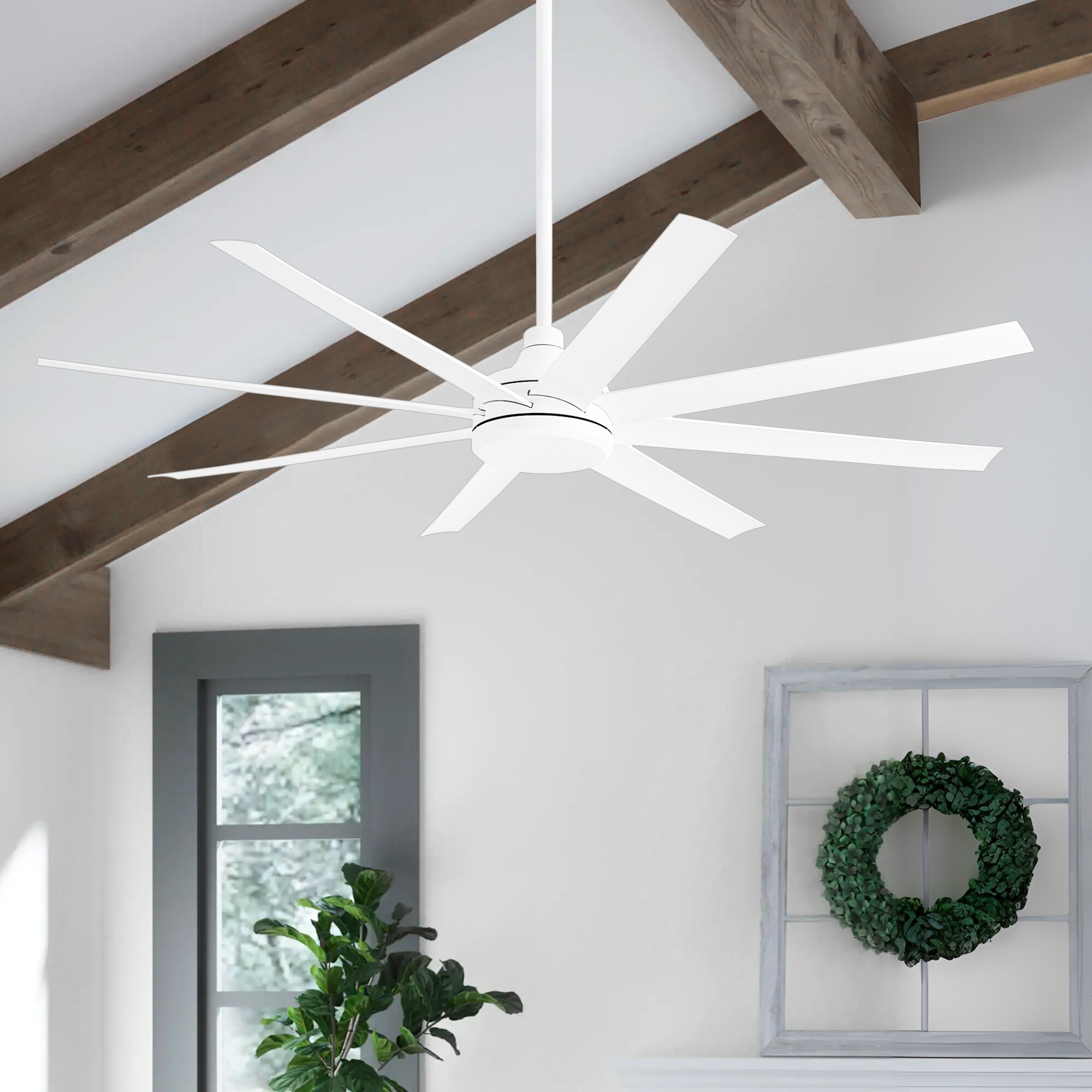 【na.e】 Smooth Reversible All-in-one 65-In Ceiling Fan with Remote Without Light(8-Blade) - On
