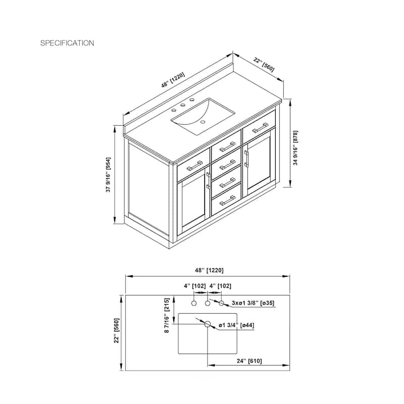 OVE Bailey Bathroom Vanity with Power Bar