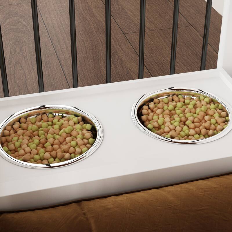 Dog Crate Furniture with Feeding Drawer and Divider, 86.6" Extra Large Indoor Dog Kennel for 2 Dogs,Pet Crate Sideboard