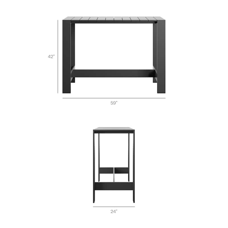 Tahoe 59 Inch Rectangle Outdoor Aluminum Bar Table