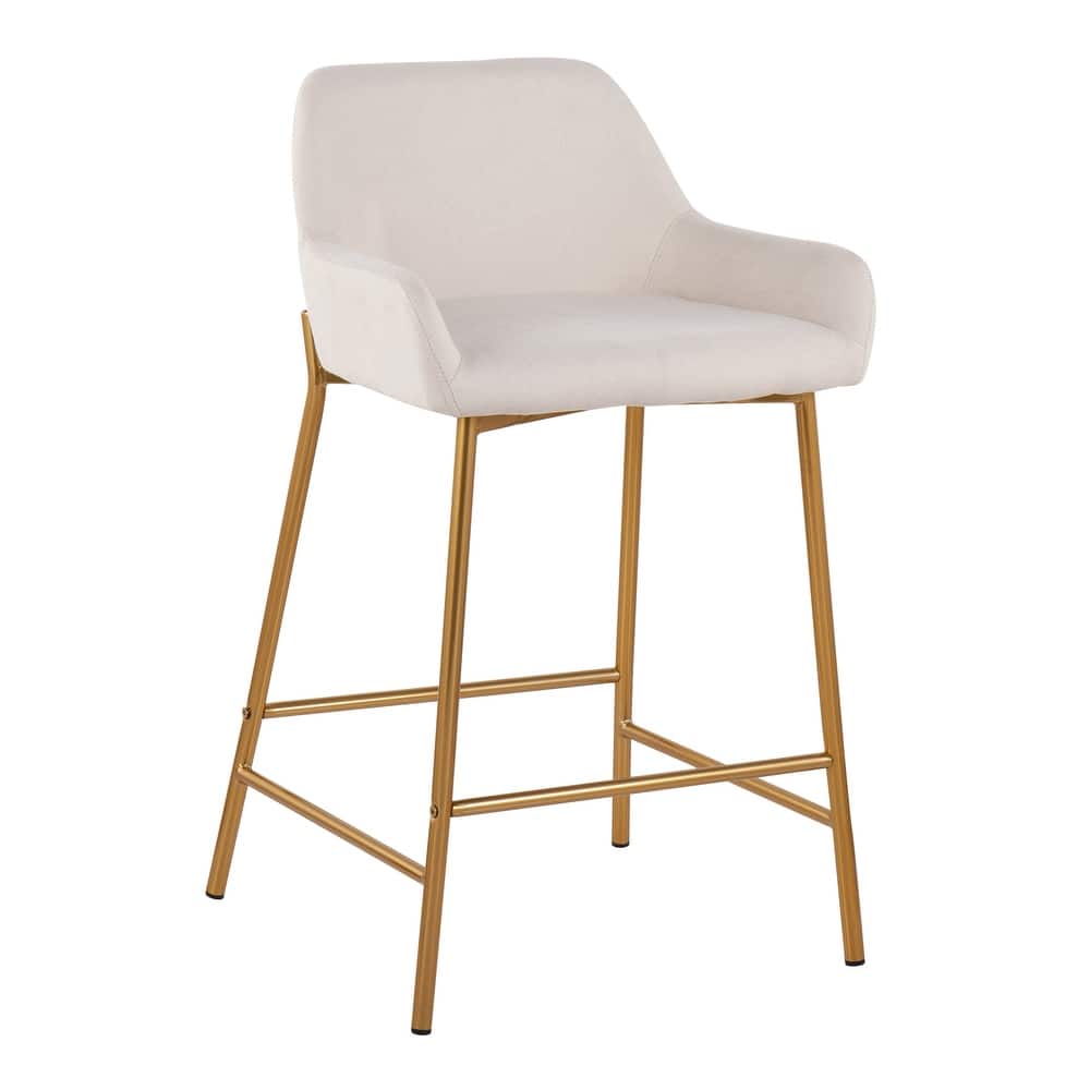 Silver Orchid Galotti Gold Fixed-Height Upholstered Counter Stool - Set of 2