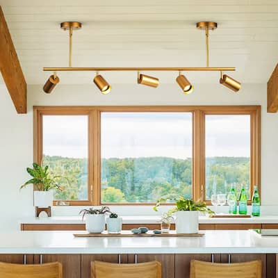 5-Light Modern Farmhouse Linear Swivel Track Lighting Spotlight for Kitchen Island