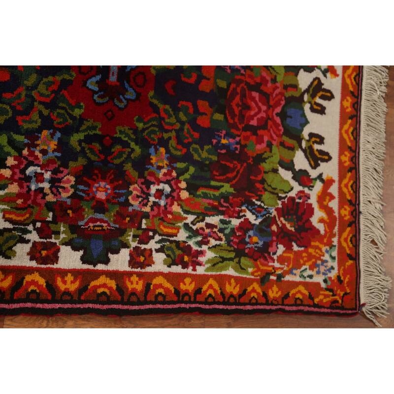 Hand Knotted Oriental 100% Wool Carpet Traditional Floral Beige & Ivories Bakhtiari Area Rug - 4' 11'' X 3' 5''
