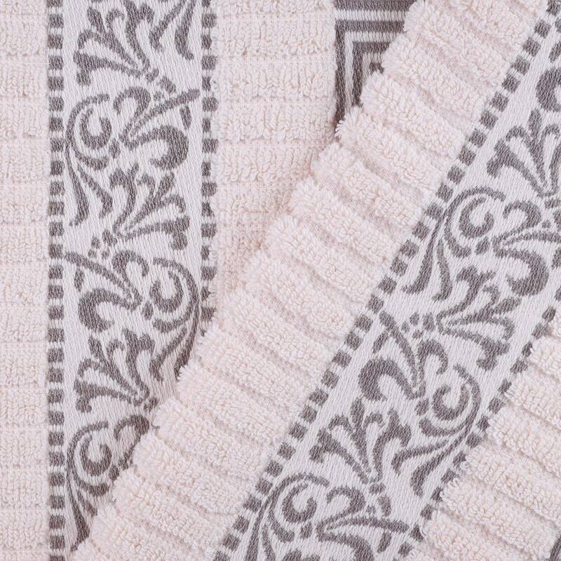 Superior Athens Cotton Floral Border Greek Key 3-Piece Towel Set