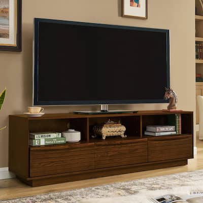 63" Mid-Century Modern TV Stand for TVs up to 75", Thick Sturdy Farmhouse Entertainment Cabinet, Media Console