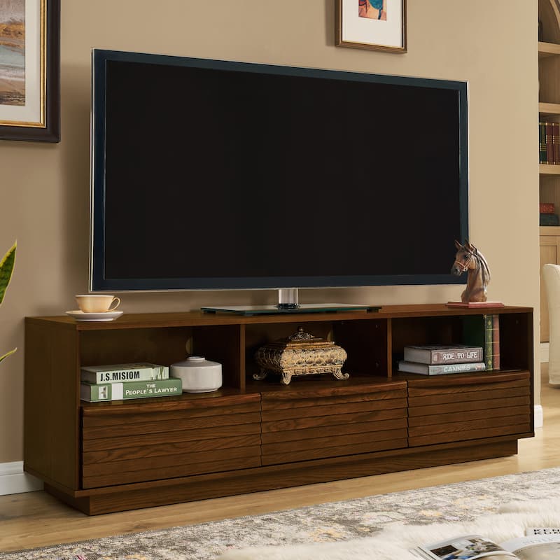 Mid-Century Modern TV Stand for TVs up to 75", Living Room Entertainment Cabinet Media Console Table with Drawers