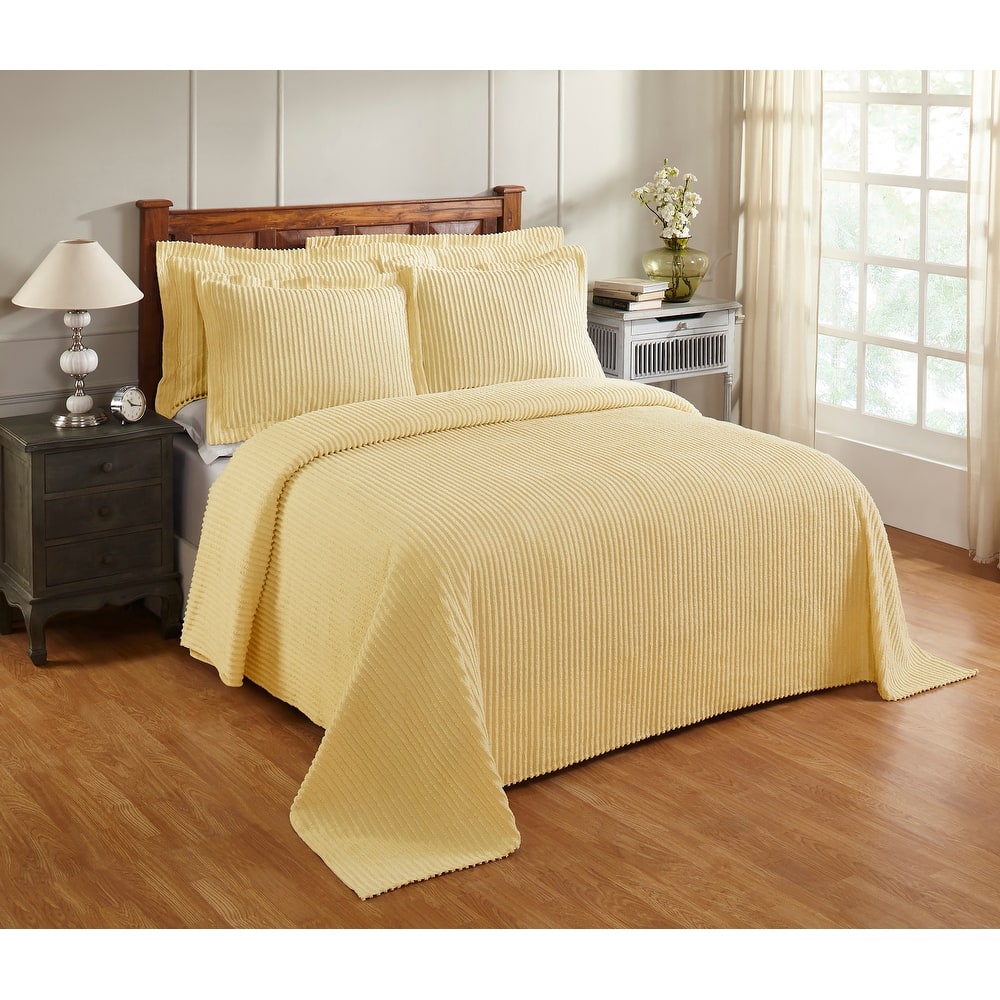 Better Trends Chenille Bedspread Set w/Sham 100% Cotton Soft Lightweight All-Season Fluffy & Cozy Bedding Set Jullian Collection