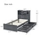 preview thumbnail 6 of 31, Twin Storage Platform Bed with 4 Shelves, 2 Drawers, LED Light, Grey